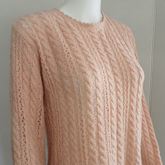 STUDIO BY LIZ CLAIBORNE PEACH PULLOVER CABLE KNIT SWEATER SZ LP - Picture 4 of 8